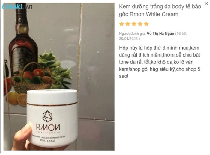 Đánh giá Kem dưỡng ẩm trắng da body cho da khô Rmon White Cream từ khách hàng