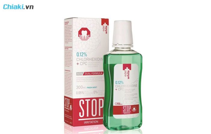 nước súc miệng chống sâu răng Stop Irritation Edelwhite