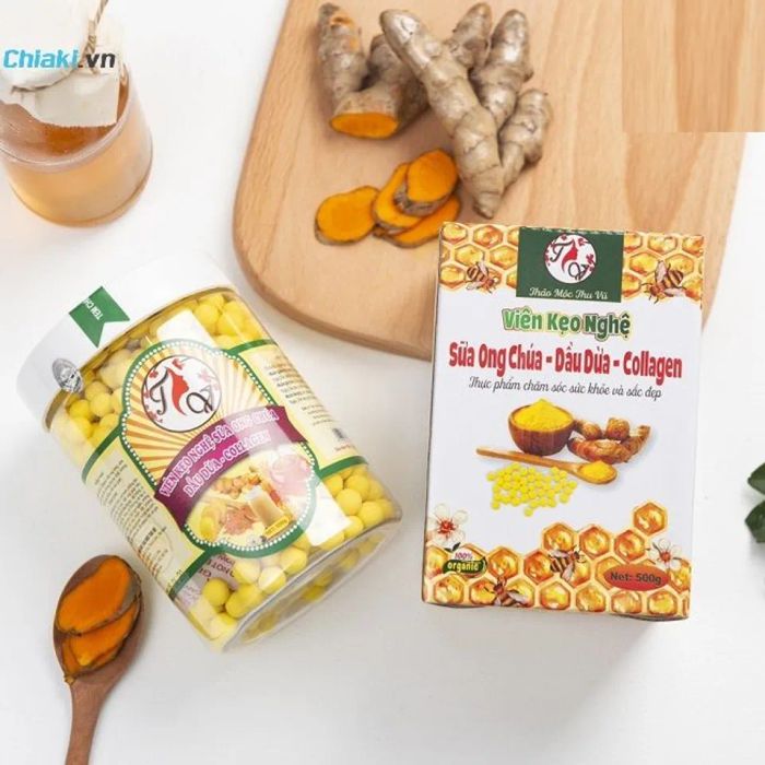 Viên kẹo nghệ sữa ong chúa dầu dừa collagen