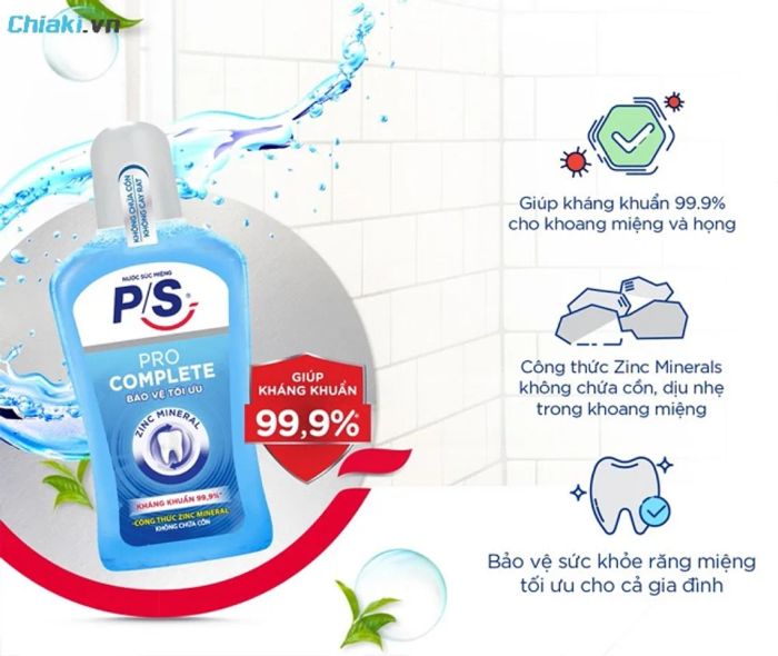 Dung dịch súc miệng P/S Pro Complex chống mảng bám