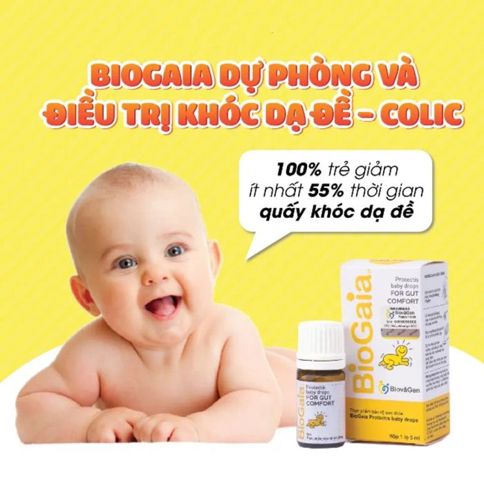 Biogaia có tác dụng cải thiện tình trạng Colic và giảm khóc dạ đề.