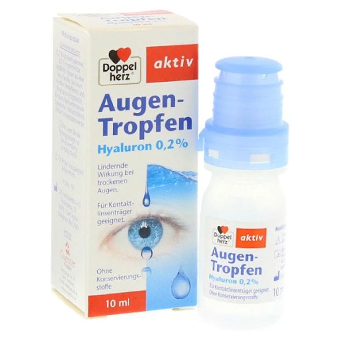 Nước Nhỏ Mắt Doppelherz Augen Tropfen Hyaluron 0,2%, Duy Trì Độ Ẩm Cho Giác Mạc