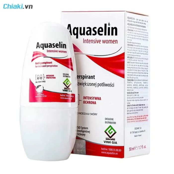 Lăn khử mùi dành cho phụ nữ Aquaselin Intensive Women, sản phẩm khử mùi cho phụ nữ, không làm ố vàng quần áo