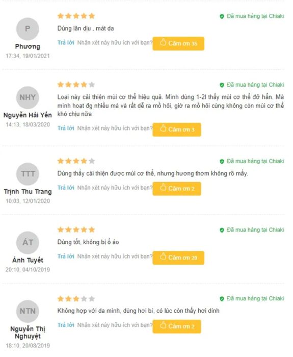 Đánh giá về lăn khử mùi Perspirex Comfort