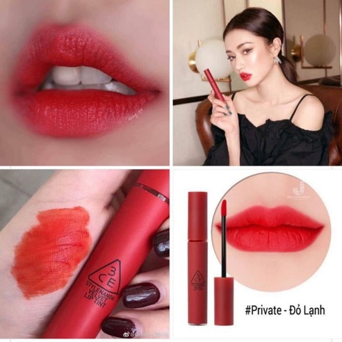 Son kem 3CE Velvet Lip Tint Private đỏ lạnh