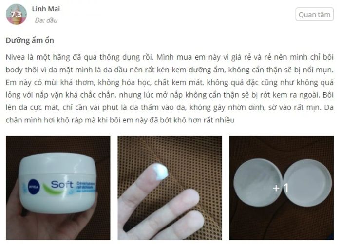 Đánh giá kem dưỡng ẩm Nivea cho da dầu mụn từ người dùng