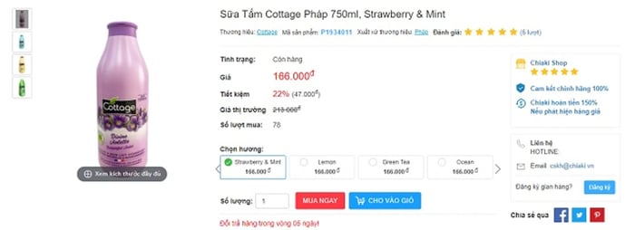 Mua sữa tắm Cottage tại Mytour.