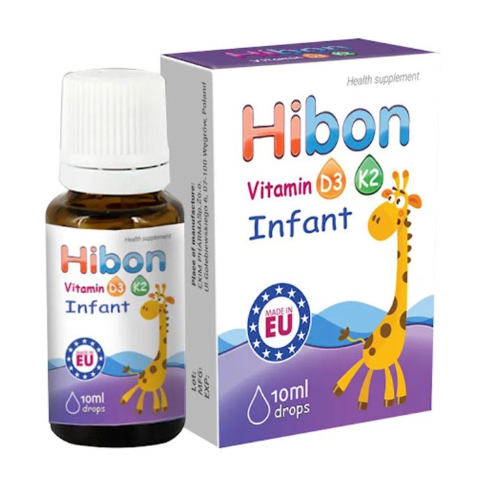 Vitamin D3 + K2 HiBON Dạng Giọt Hỗ Trợ Hấp Thu Canxi Cho Bé