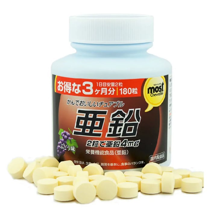 Viên nhai bổ sung Kẽm Orihiro Most Chewable vị nho