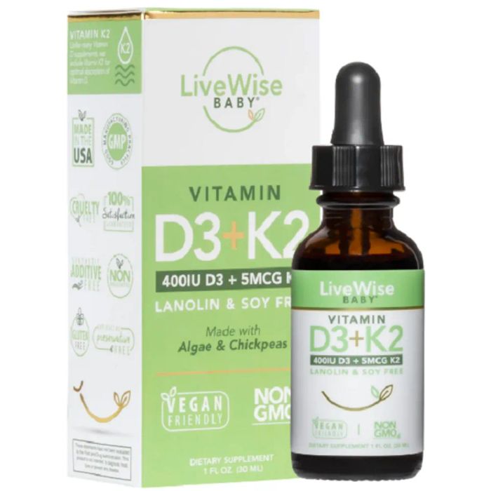 Vitamin D3 + K2 Organic Livewise dạng giọt từ Mỹ