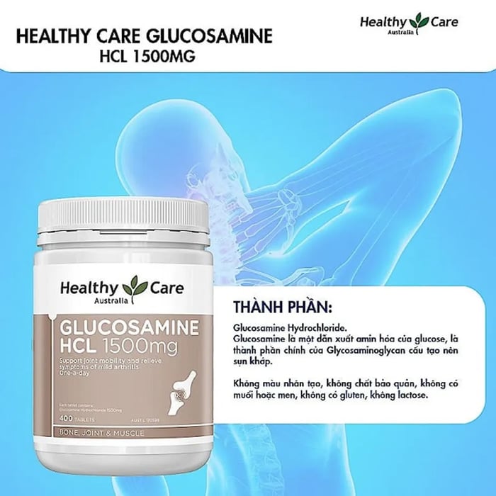 Viên uống Glucosamine HCL 1500mg của Healthy Care (Úc)