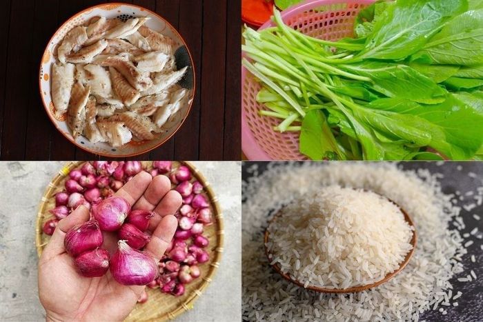 Nguyên liệu món cháo cá rô đồng rau cải cho bé ăn dặm