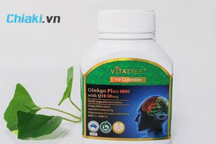 Viên bổ não của Úc Ginkgo Vitatree Plus 6000 With Q10 50mg