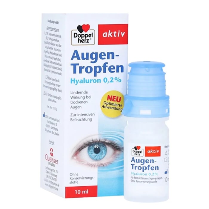 Nước Nhỏ Mắt Doppelherz Augen Tropfen Hyaluron 0,2% Của Đức