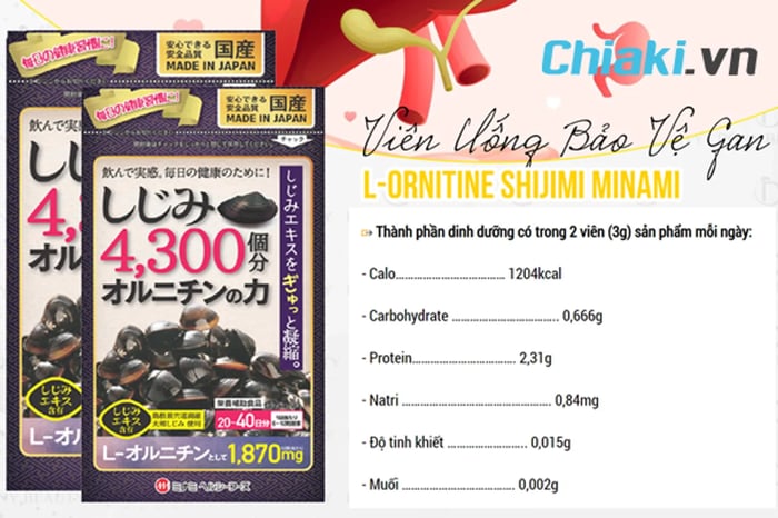 Viên bổ gan Nhật L- Ornithine Shijimi Minami