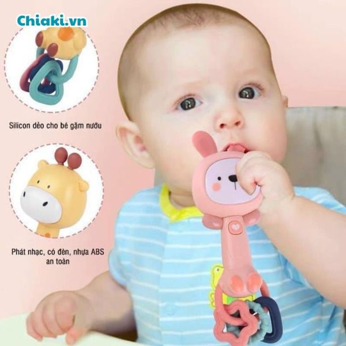 Đồ chơi gặm nướu cho bé xúc xắc với đèn và nhạc Babytry