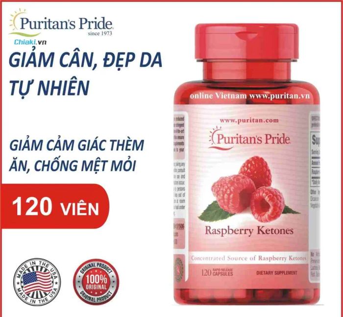 Viên giảm cân Puritan's Pride Raspberry Ketones 100mg