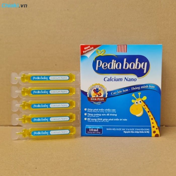 Canxi dạng ống Pediababy Kid Gold Calcium Nano bổ sung DHA