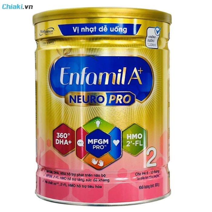 Sữa bột Enfamil A+2 cho trẻ 6 tháng tuổi vị ngọt dễ uống