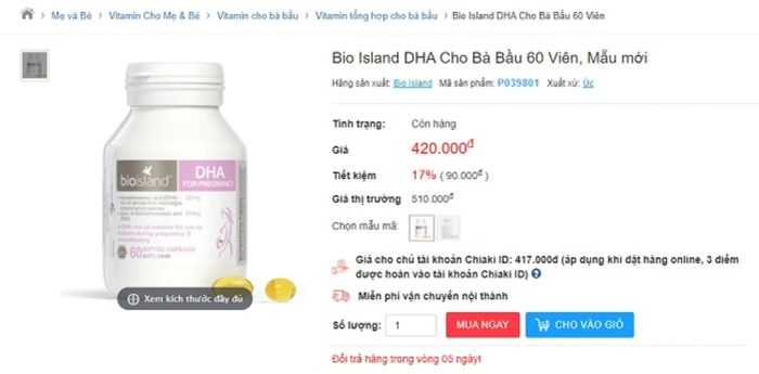 DHA bầu Úc giá cả ra sao