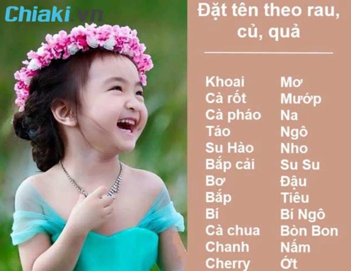 tên ở nhà cho bé gái theo rau củ, trái cây