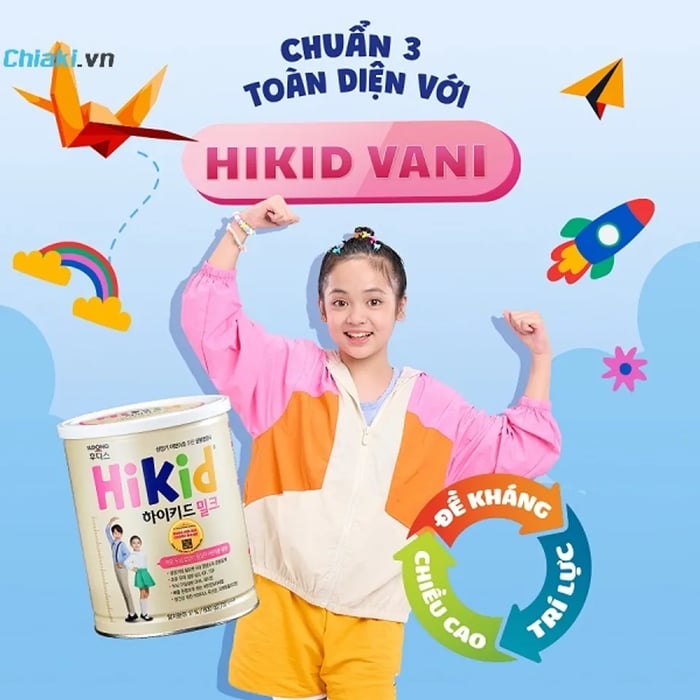 Sữa Hikid dành cho các bé từ 1 đến 9 tuổi, đảm bảo cung cấp đầy đủ dinh dưỡng.