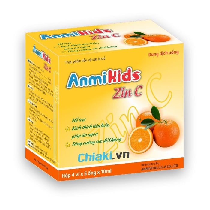 Vitamin C dạng ống cho bé, AnmiKids Zin C bổ sung vitamin C và kẽm