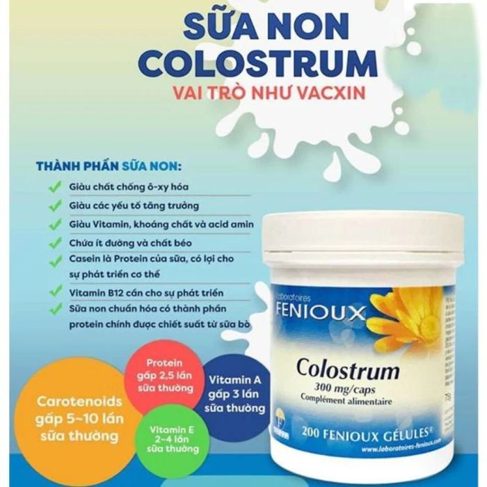 Thành phần dinh dưỡng của sữa non Pháp Fenioux Colostrum nhiều lần gấp đôi so với sữa thông thường