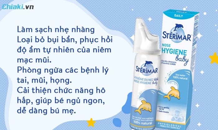 Xịt mũi cá heo vàng Sterimar Baby thẩm thấu vào thành mũi hiệu quả