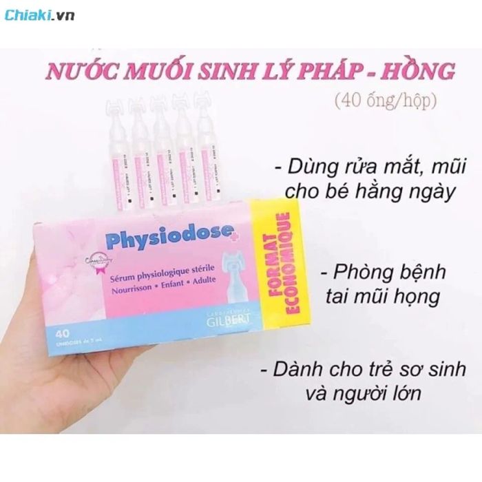 Nước muối sinh lý Pháp cho trẻ sơ sinh Physiodose dùng hàng ngày