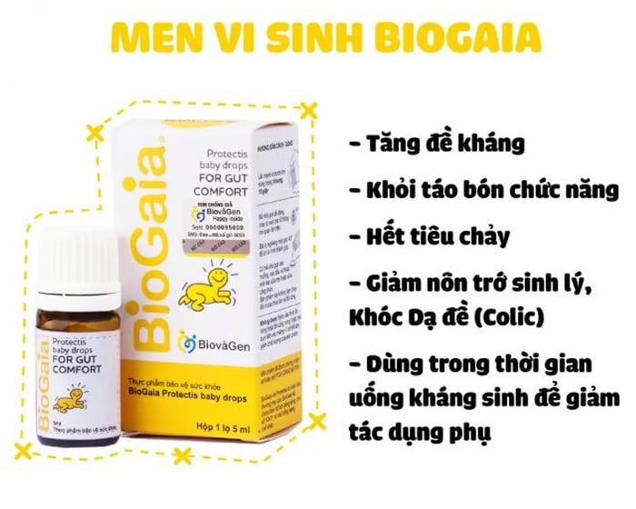 Men vi sinh Biogaia giúp cải thiện hệ tiêu hóa cho bé