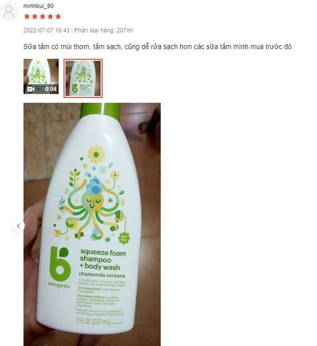 Đánh giá về Sữa tắm cho em bé Babyganics