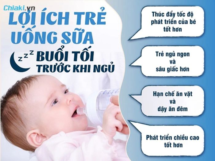 Lợi ích của việc cho bé uống sữa trước khi đi ngủ