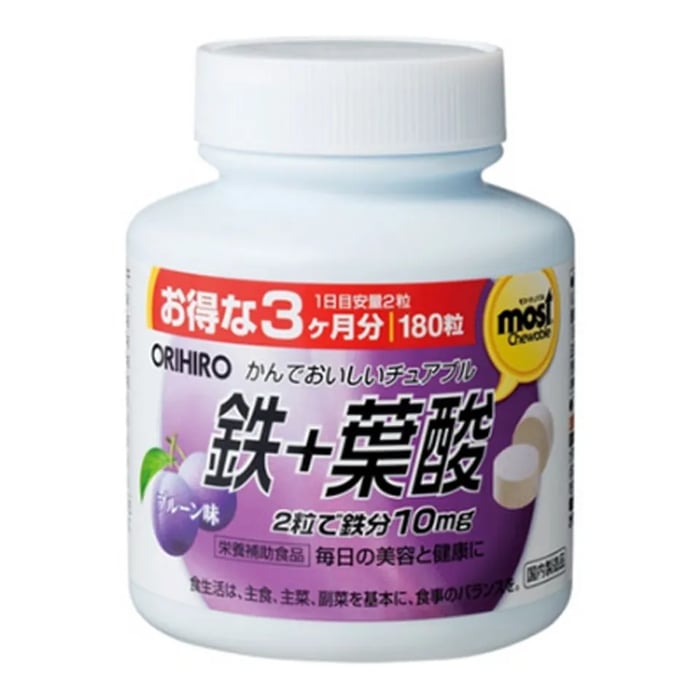 Viên bổ sung Sắt Acid Folic Orihiro Most dạng kẹo ngậm