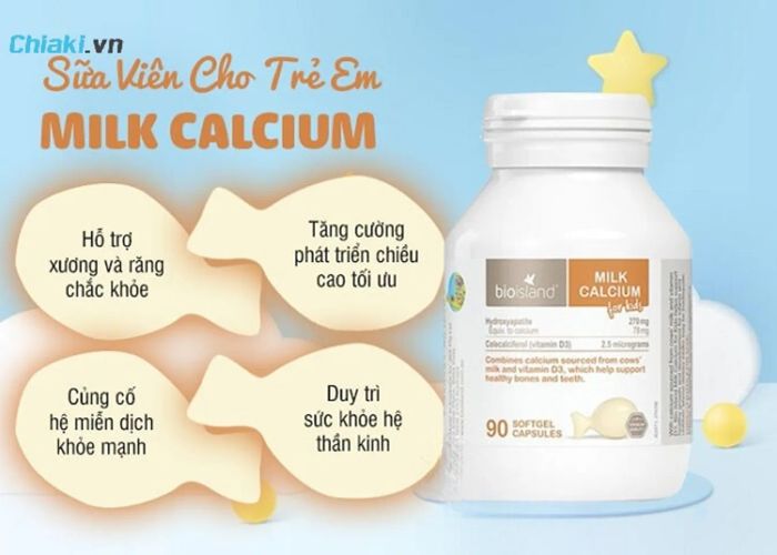 Canxi sữa bò non Milk calcium Bio Island