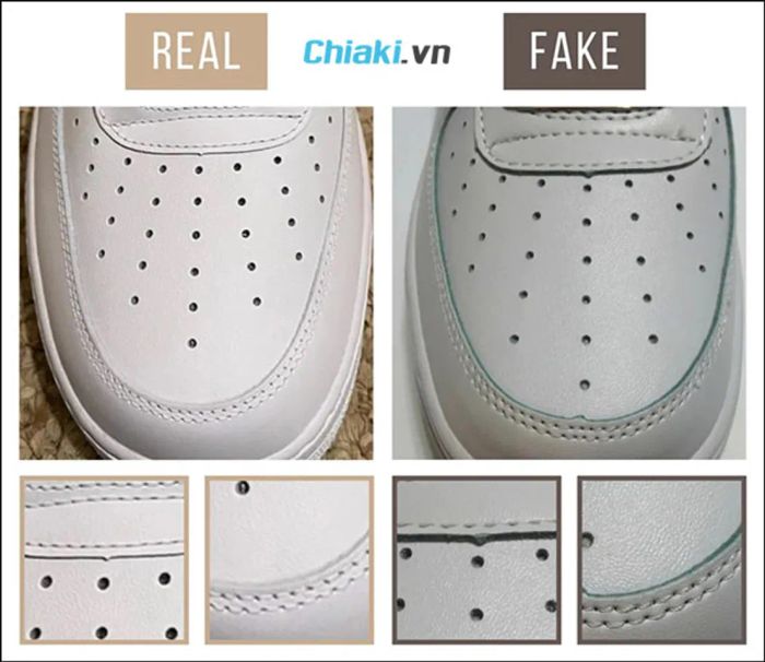 Dựa vào lỗ thoát khí là cách kiểm tra giày Nike AF1