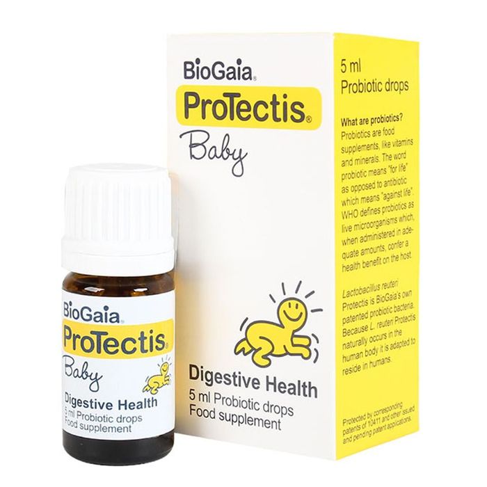 BioGaia Protectis Baby được đánh giá là sản phẩm men vi sinh tốt nhất dành cho trẻ sơ sinh từ 0 tháng tuổi. Sản phẩm chứa hàng triệu vi khuẩn L.reuteri Protectis được phân lập từ sữa mẹ, giúp giảm nôn trớ, cải thiện tiêu hóa, kích thích trẻ ăn ngon, tăng cường miễn dịch và phòng ngừa nhiễm khuẩn. Được tin dùng tại hơn 94 quốc gia trên thế giới.