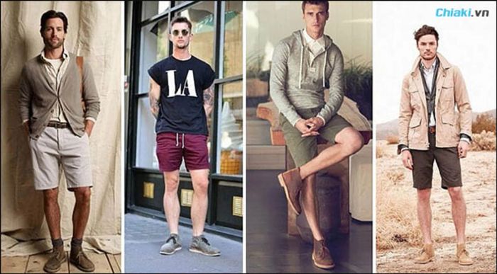 Phối đồ với giày boot nam và quần short ngắn