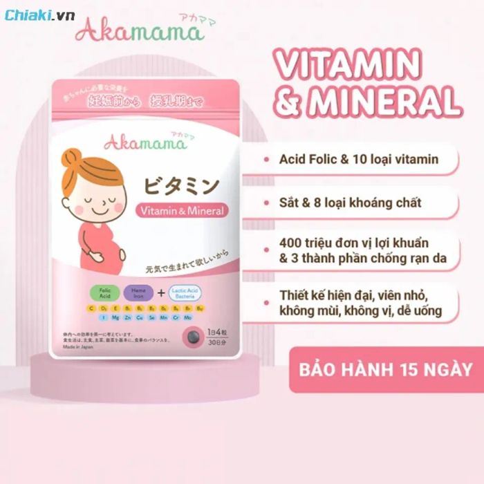 Vitamin dành cho bà bầu Akamama Vitamin & Khoáng chất