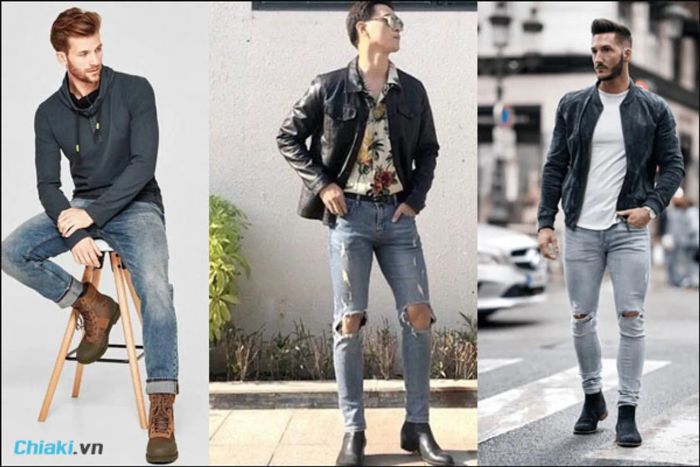 phối đồ với giày boot nam và quần jeans