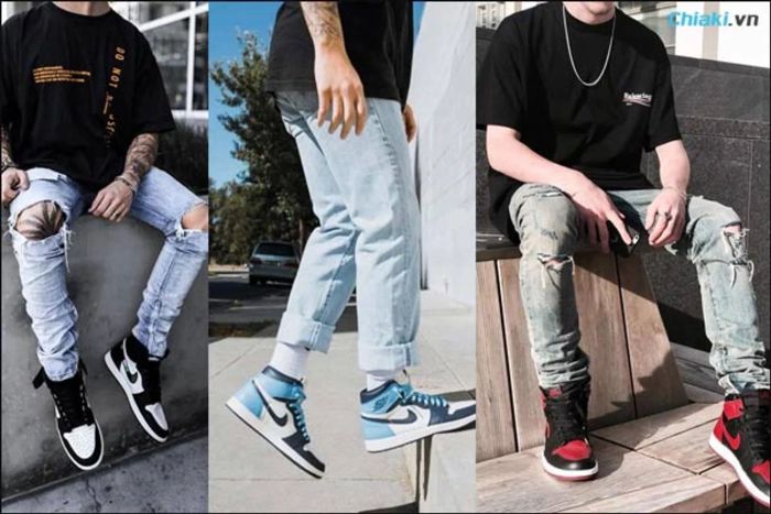 Phối trang phục với giày Nike Jordan và quần Jeans cho nam