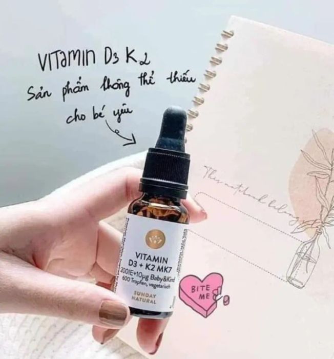 Si-rô hỗ trợ giấc ngủ cho trẻ Vitamin D3 K2 MK7 Sunday Natural của Đức