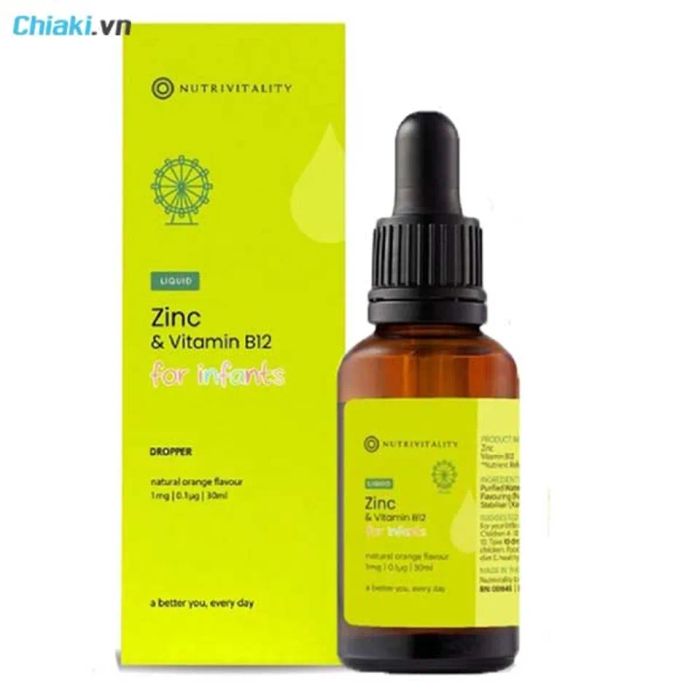 Kẽm Nutrivitality Zinc Vitamin B12 - vitamin tăng cường sức đề kháng cho bé