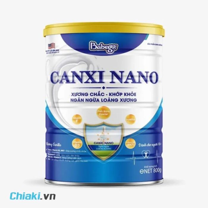 Sản phẩm Sữa Babego Canxi Nano dành cho việc tăng chiều cao ở người lớn.