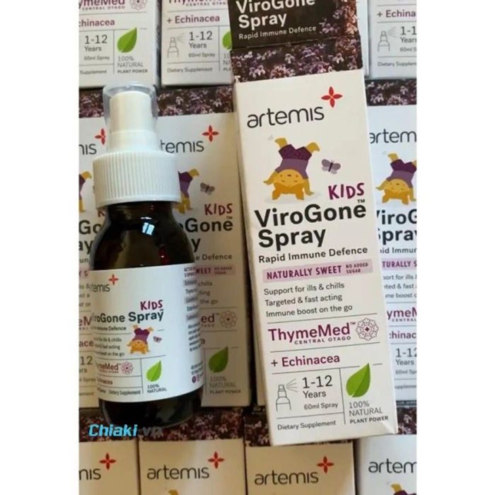 Xịt họng hỗ trợ tăng cường đề kháng cho bé Artemis Kids ViroGone Spray