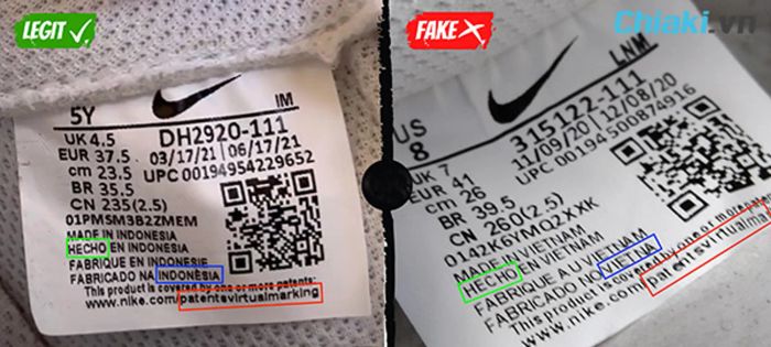 Dựa vào tem là phương pháp kiểm tra giày Nike AF1