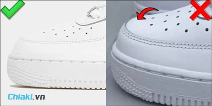 Dựa vào mũi giày là cách kiểm tra giày Nike AF1