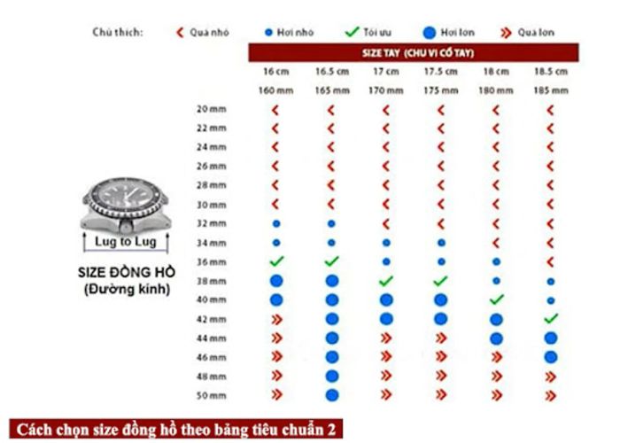 Đo kích thước đồng hồ dựa trên bản size chuẩn 2