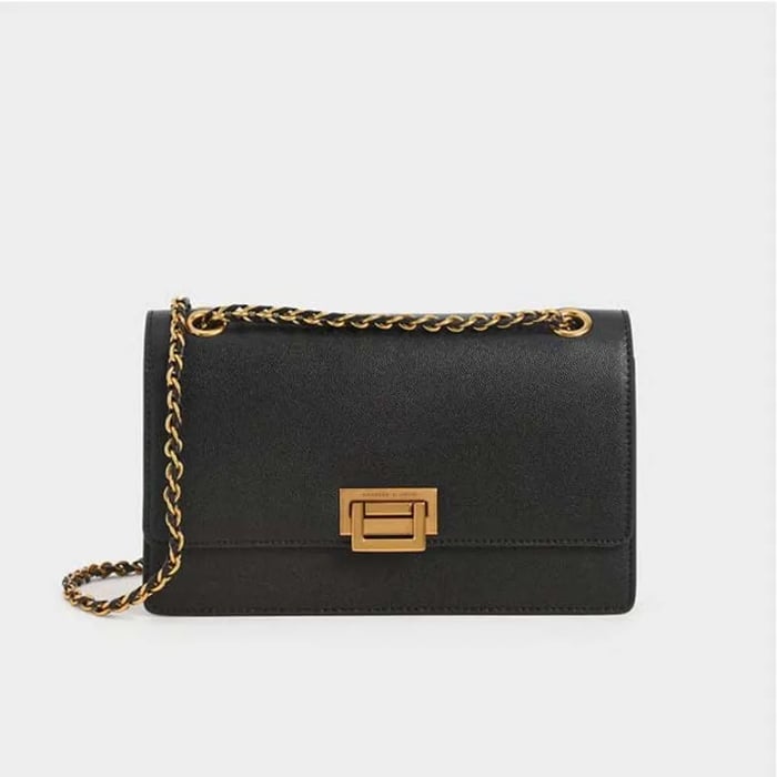 Túi Charles & Keith Chain Strap Evening Bag CK2-20840317-8 Black