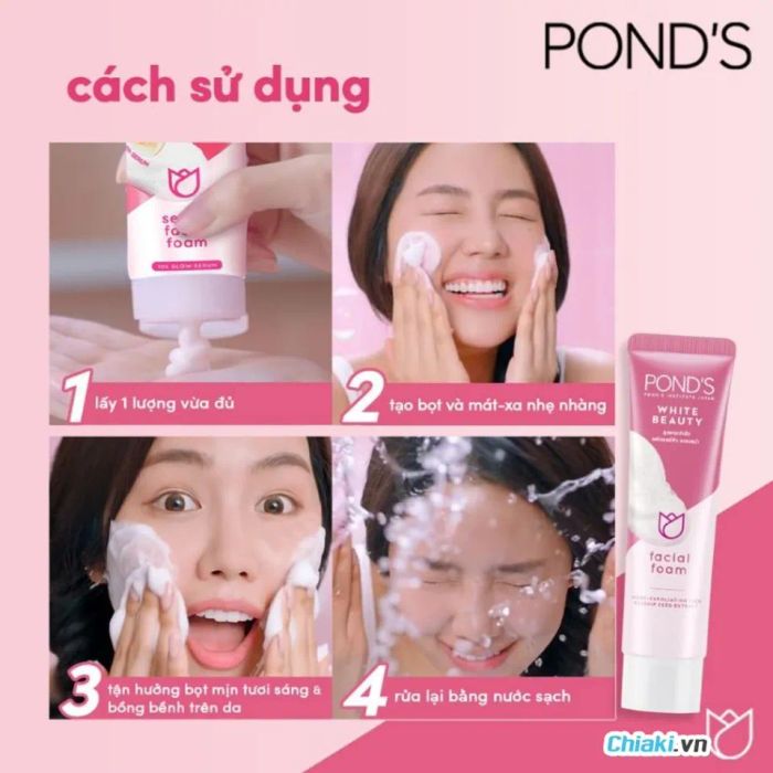 Cách sử dụng sữa rửa mặt Pond hồng, Pond's xanh, Pond's tím hiệu quả